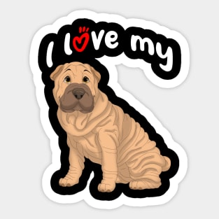 I Love My Fawn Shar-Pei Dog Sticker